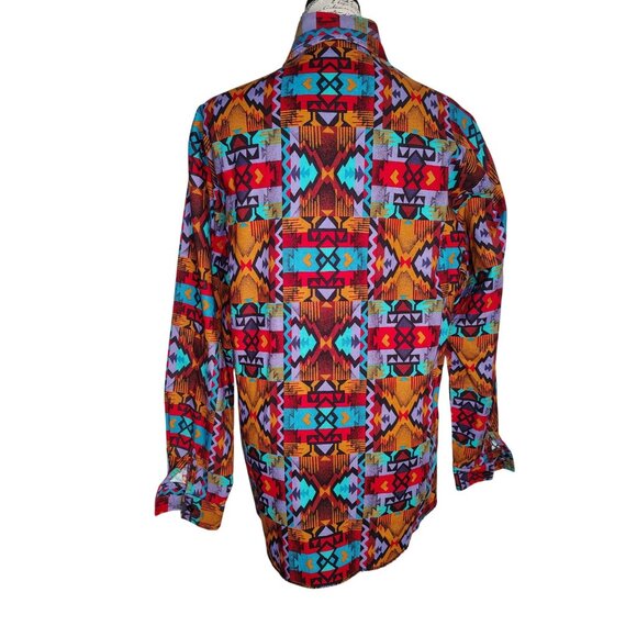 H Bar C Ranchwear Size 6/30 Southwest Aztec 100% Cotton, USA Medium Large Button - Picture 3 of 8